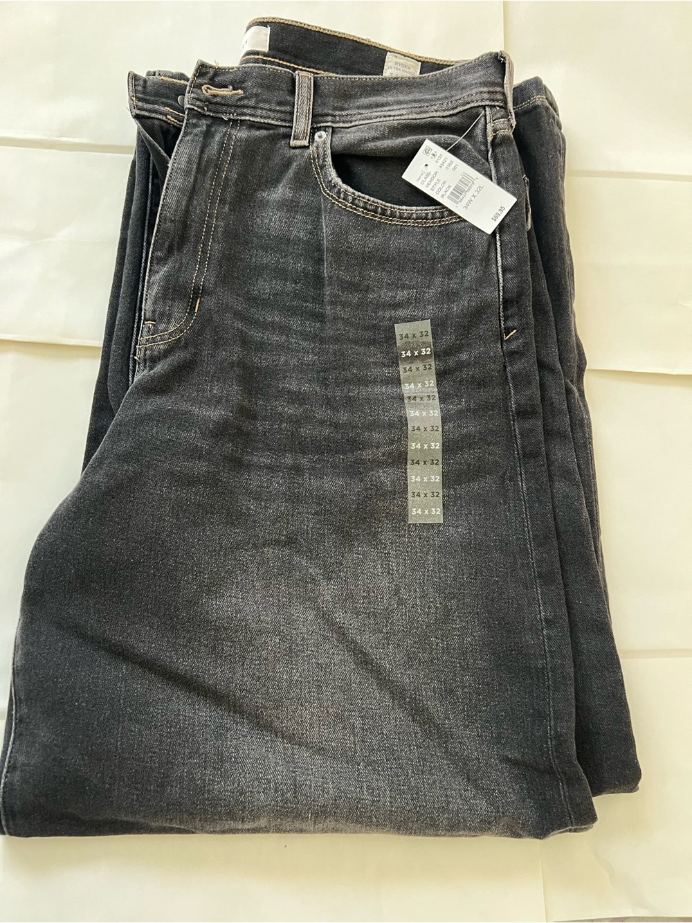 Pacsun Men's Black Washed Jeans -Ultra Baggy